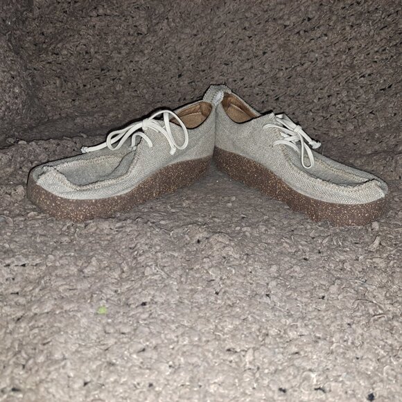 ASPORTUGUESAS-Beige Hemp Fabric Lace Up Loafers-Sz 37-Excellent - Picture 4 of 8